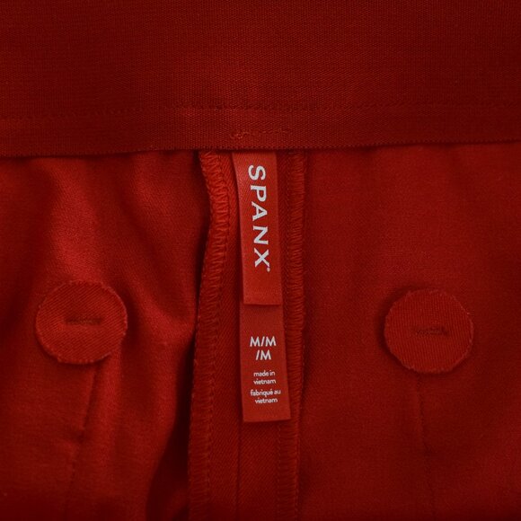 Spanx M Cherry Red On-the-Go Shorts High Rise Shaping Smoothing Pull On Stretch - Picture 7 of 9
